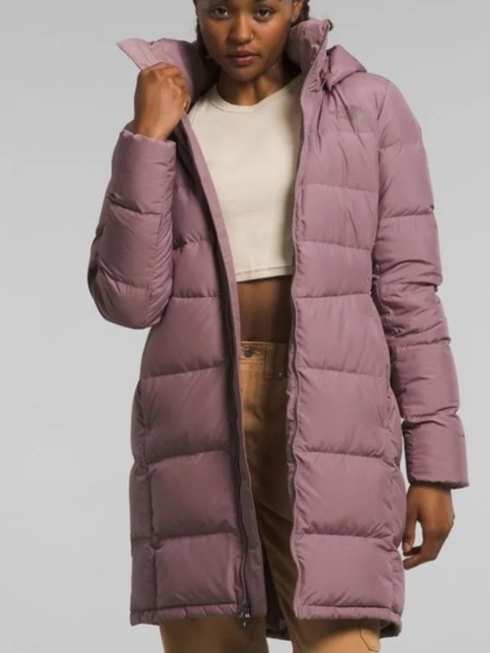 The North Face Women's Mauve Slim  Parka  Long Puffer Coat Large